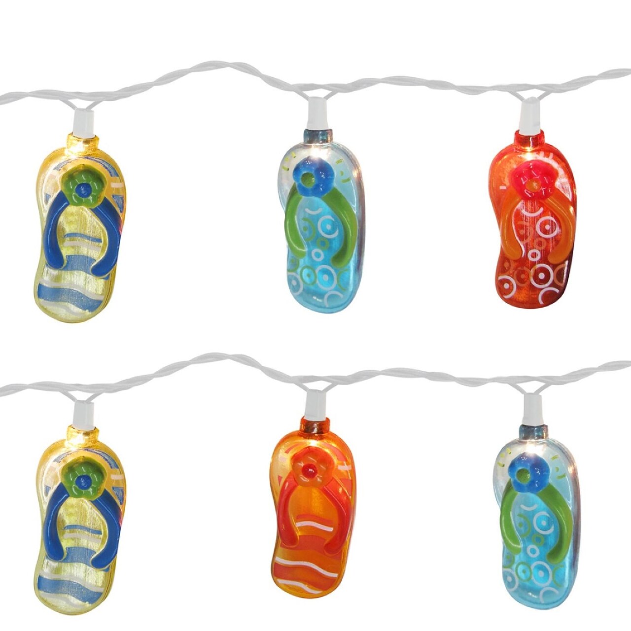 CC Christmas Decor Tropical Beach Flip Flop Sandal Novelty Christmas Lights - 11 ft White Wire - 10ct